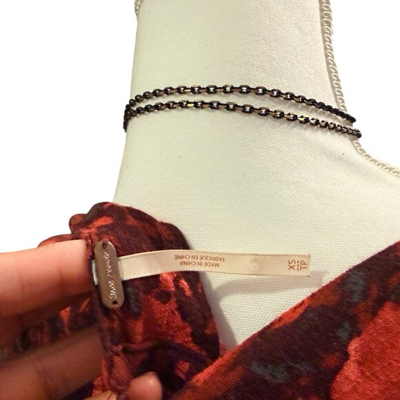 Free People All The Right Ruffles Burgundy Floral Wrap Romper Size XS - Picture 4 of 4